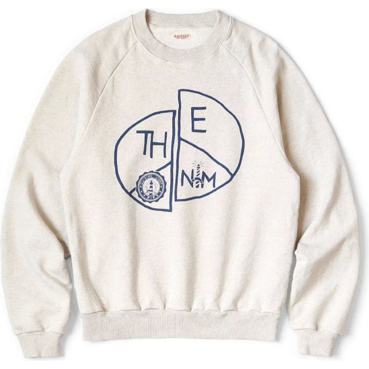 Kapital Top Fleece Raglan Crew Sweatshirt (TH.DDPEACE Print)
