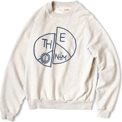 Kapital Top Fleece Raglan Crew Sweatshirt (TH.DDPEACE Print)