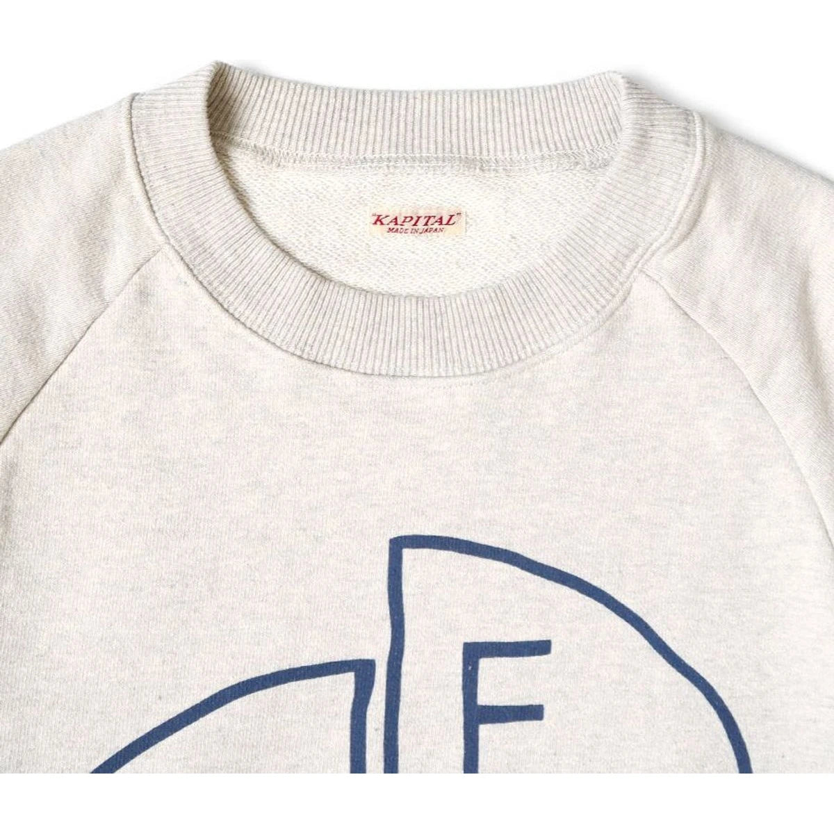 Kapital Top Fleece Raglan Crew Sweatshirt (TH.DDPEACE Print)