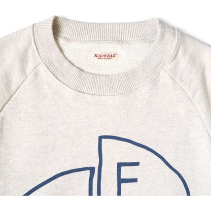 Kapital Top Fleece Raglan Crew Sweatshirt (TH.DDPEACE Print)