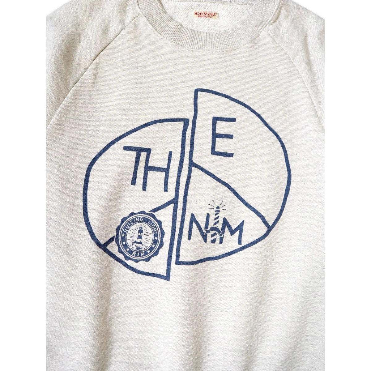 Kapital Top Fleece Raglan Crew Sweatshirt (TH.DDPEACE Print)