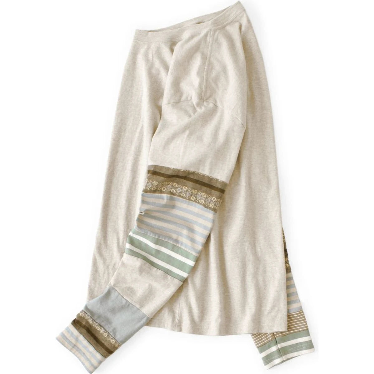 Kapital Jersey Hippie Long Sleeve T-Shirt (Striped Patchwork)