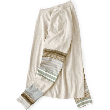 Kapital Jersey Hippie Long Sleeve T-Shirt (Striped Patchwork)