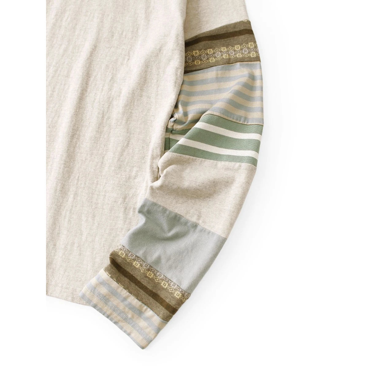 Kapital Jersey Hippie Long Sleeve T-Shirt (Striped Patchwork)