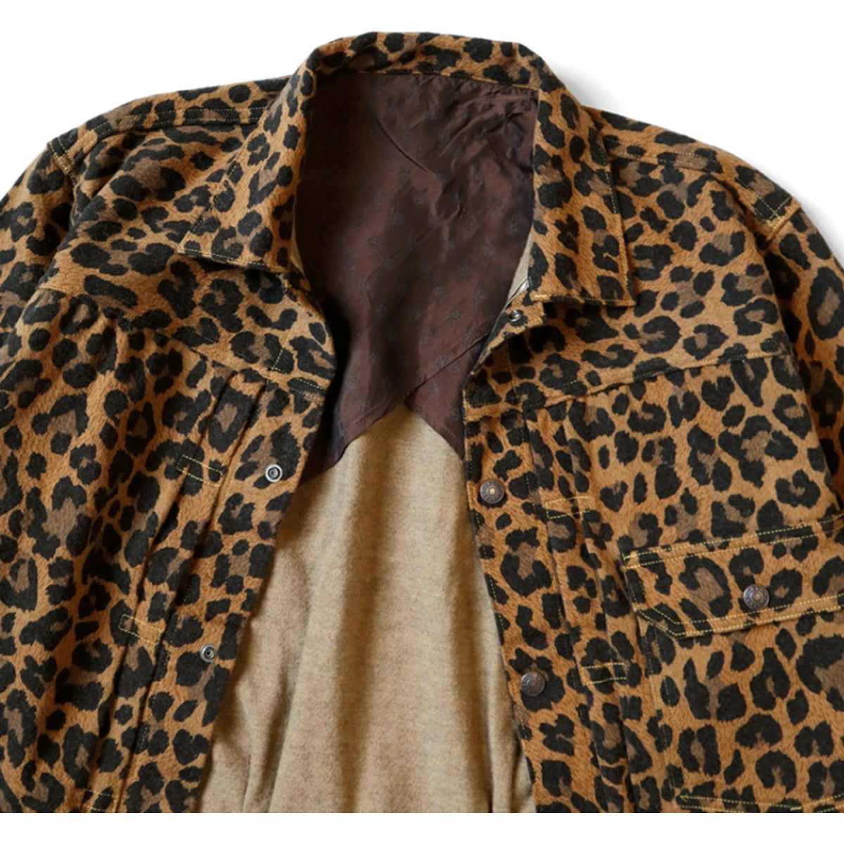 Kapital Twill Aged Wool Leopard Print 1st Jacket