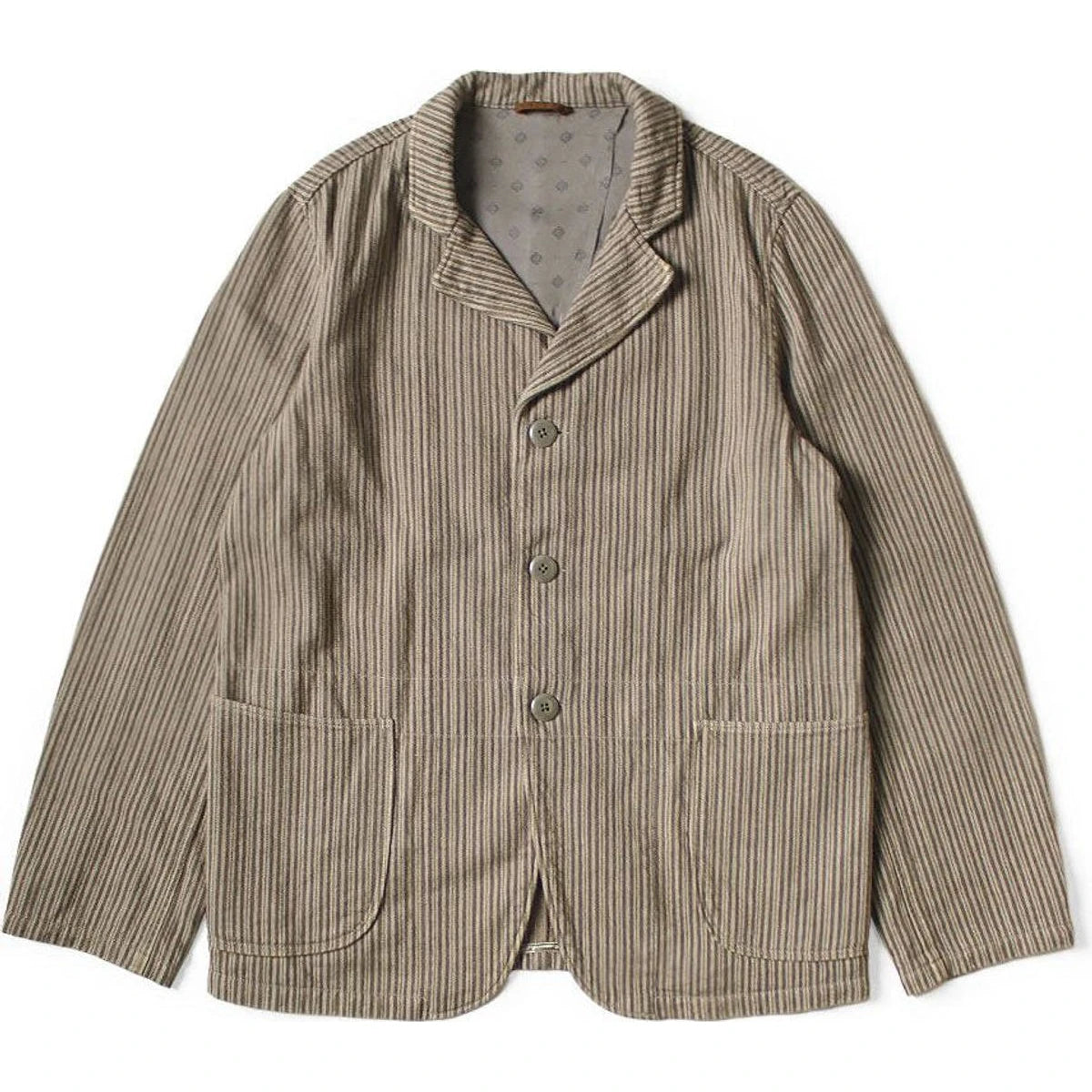 Kapital Twill Aged Wool Stripe Hospital Jacket