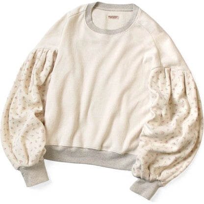 Kapital Waffle Jersey Floral Pt 2TONE Bouffant Sleeve Sweatshirt