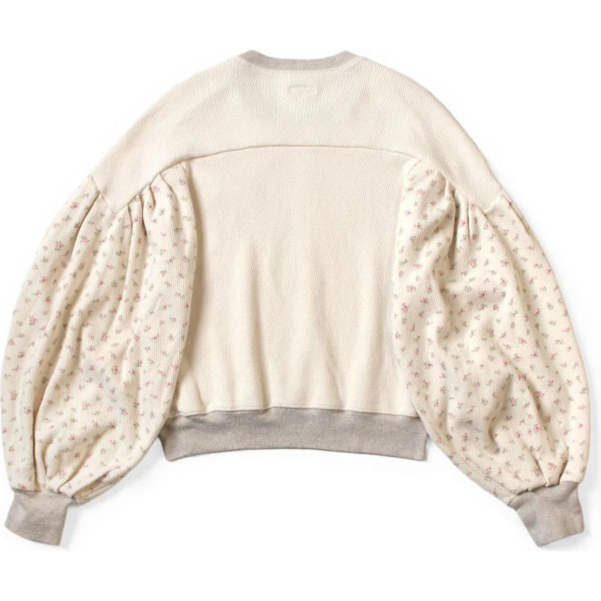 Kapital Waffle Jersey Floral Pt 2TONE Bouffant Sleeve Sweatshirt