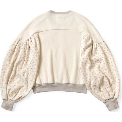 Kapital Waffle Jersey Floral Pt 2TONE Bouffant Sleeve Sweatshirt