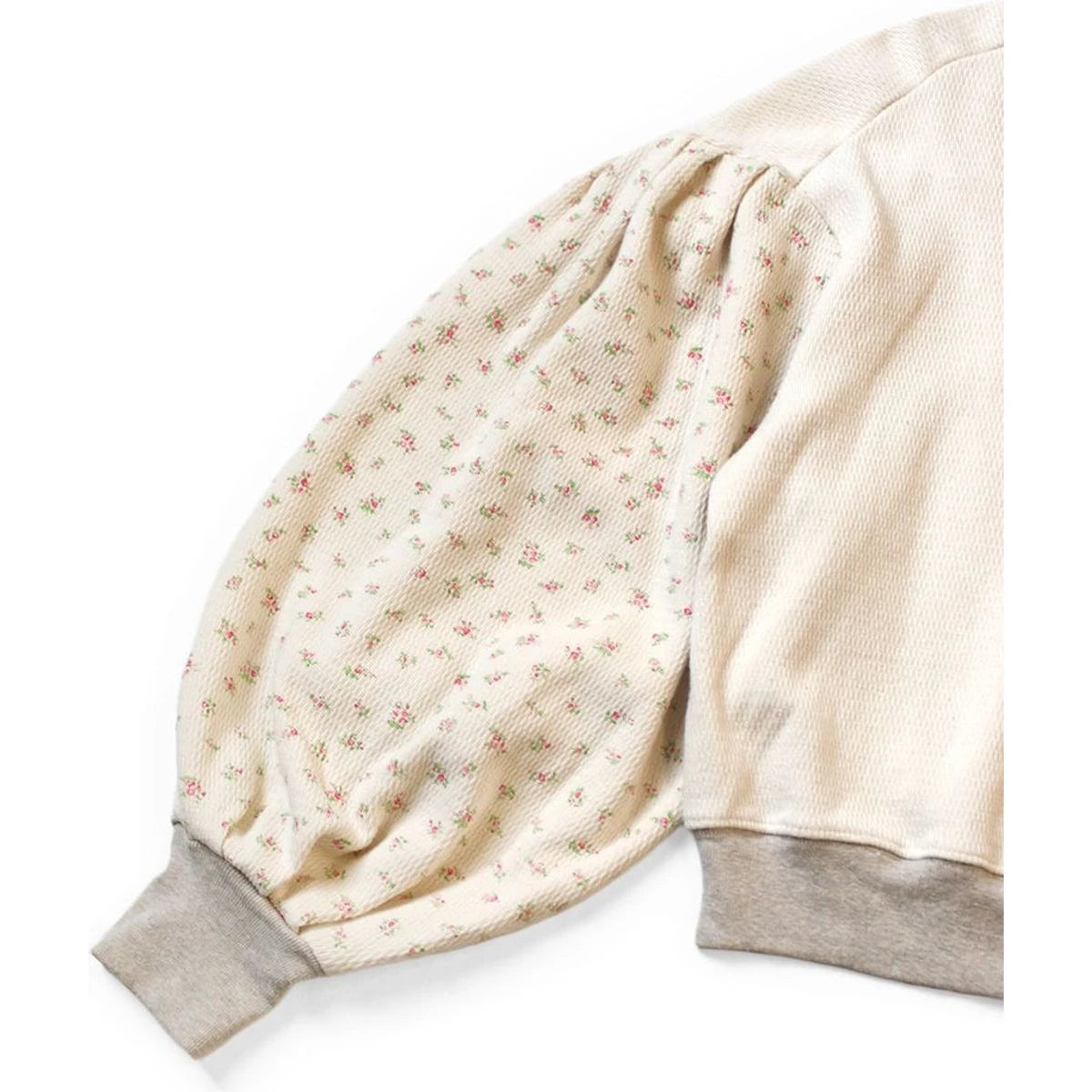 Kapital Waffle Jersey Floral Pt 2TONE Bouffant Sleeve Sweatshirt