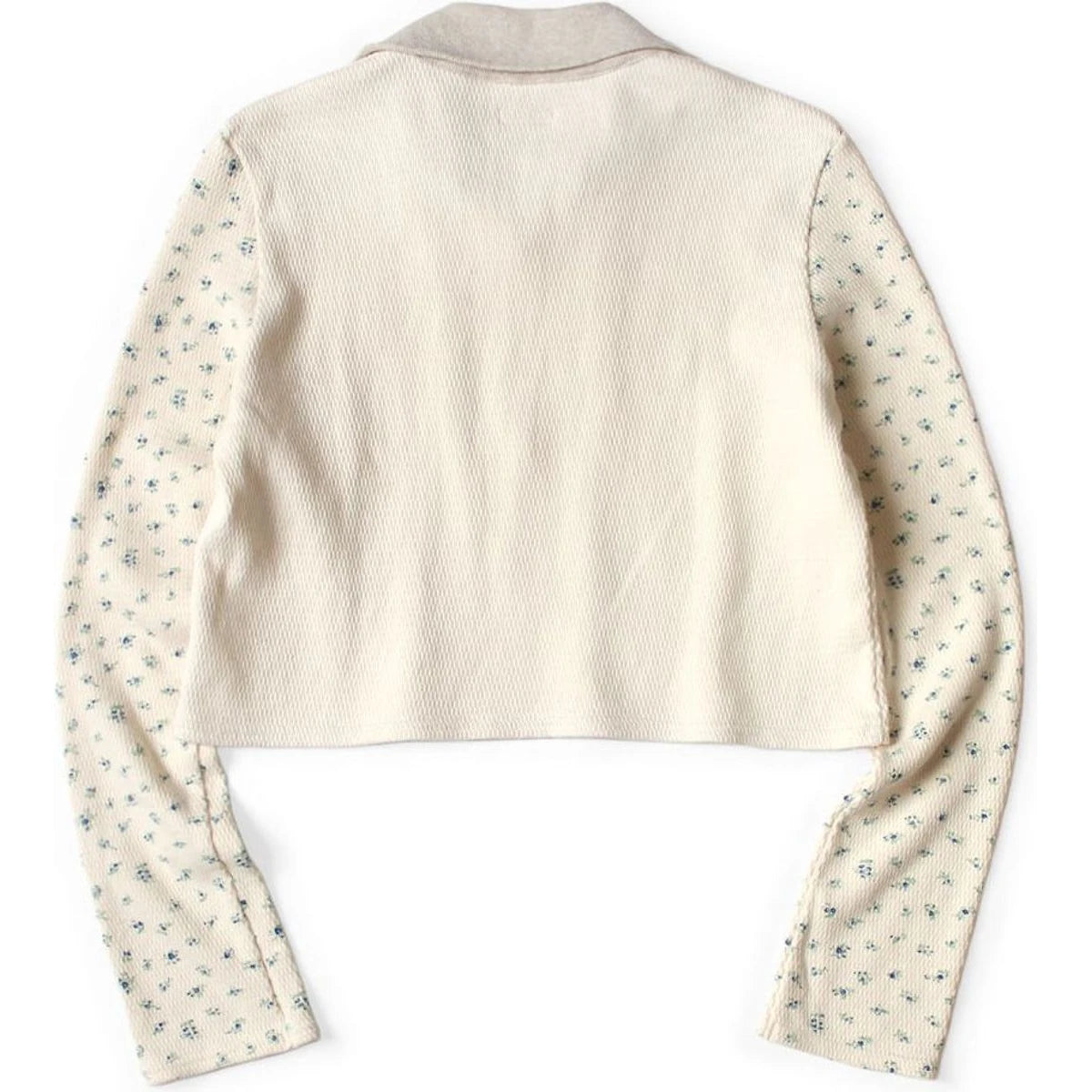 Kapital Waffle Jersey Small Floral Pt 2TONE Half Zip Cropped Long T