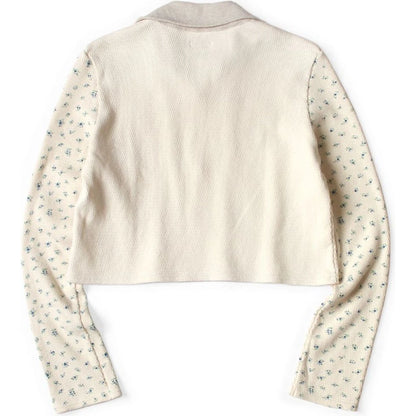 Kapital Waffle Jersey Small Floral Pt 2TONE Half Zip Cropped Long T