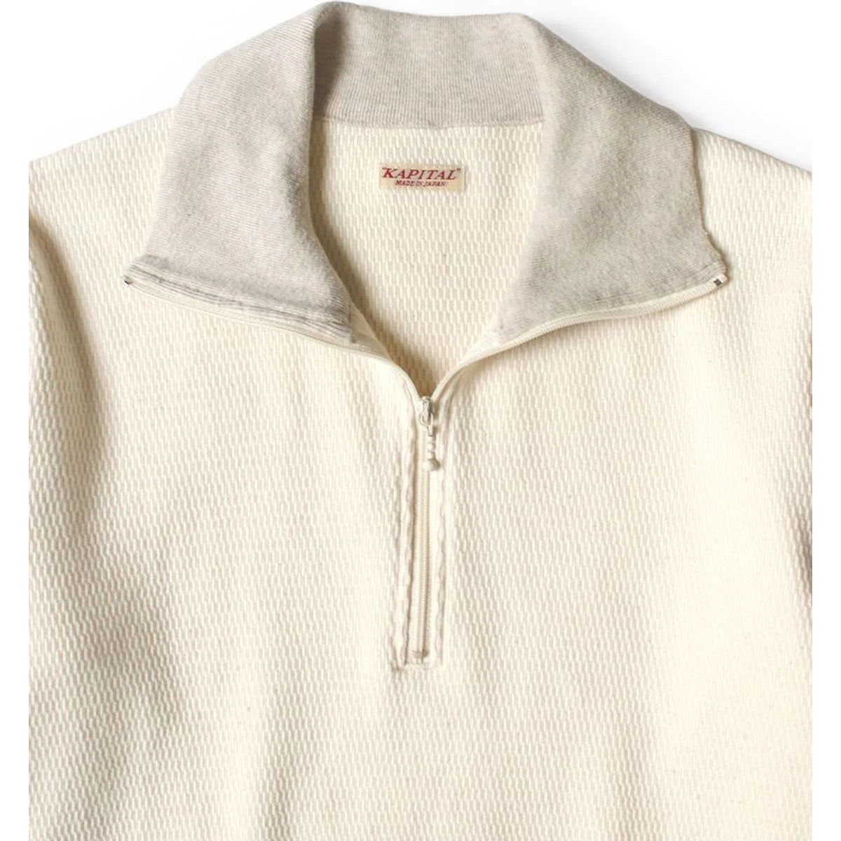 Kapital Waffle Jersey Small Floral Pt 2TONE Half Zip Cropped Long T