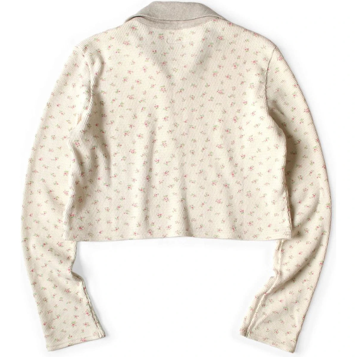 Kapital Waffle Jersey Small Floral Pt Half Zip Cropped Long T