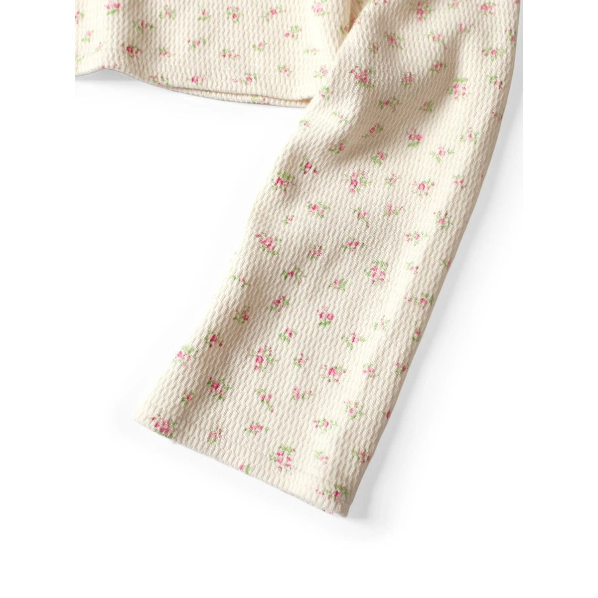 Kapital Waffle Jersey Small Floral Pt Half Zip Cropped Long T