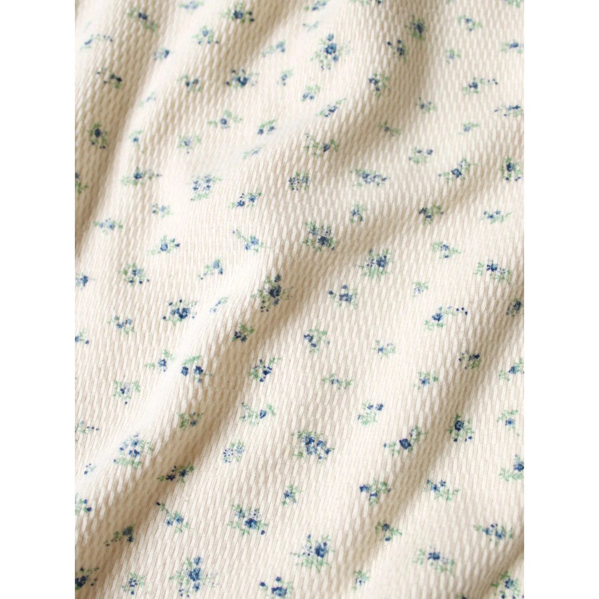 Kapital Waffle Jersey Small Floral Pt Half Zip Cropped Long T