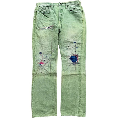 Kapital Washed Green Patchwork Denim