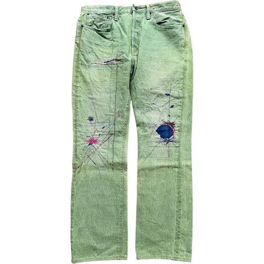 Kapital Washed Green Patchwork Denim