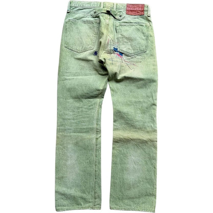 Kapital Washed Green Patchwork Denim