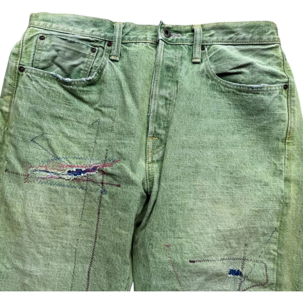 Kapital Washed Green Patchwork Denim