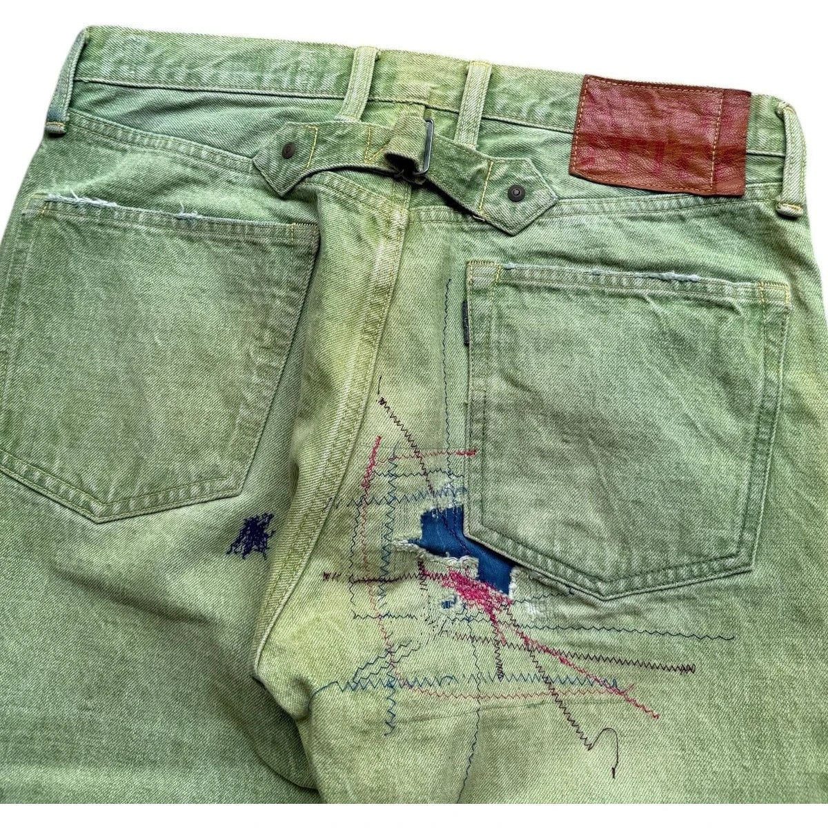Kapital Washed Green Patchwork Denim