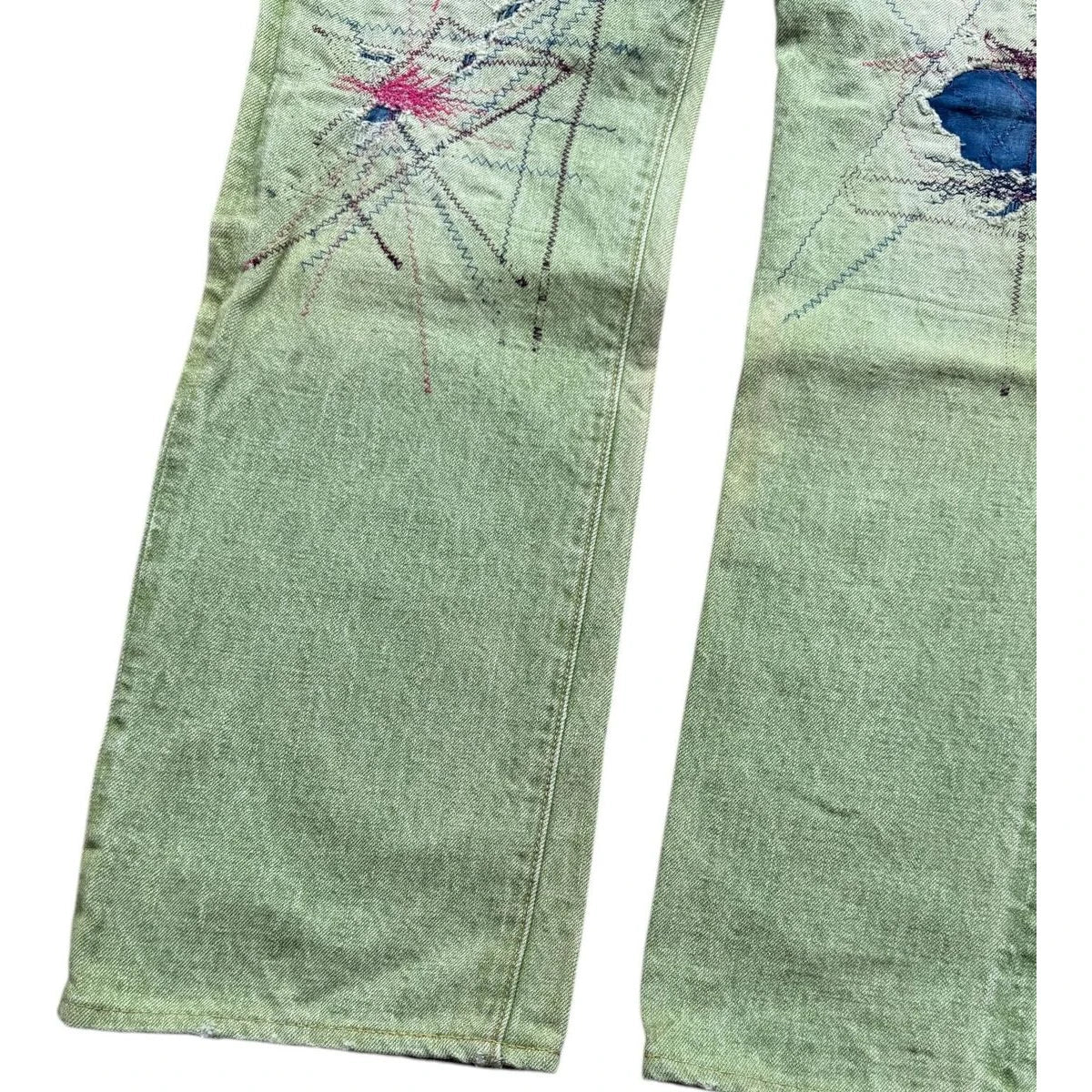 Kapital Washed Green Patchwork Denim