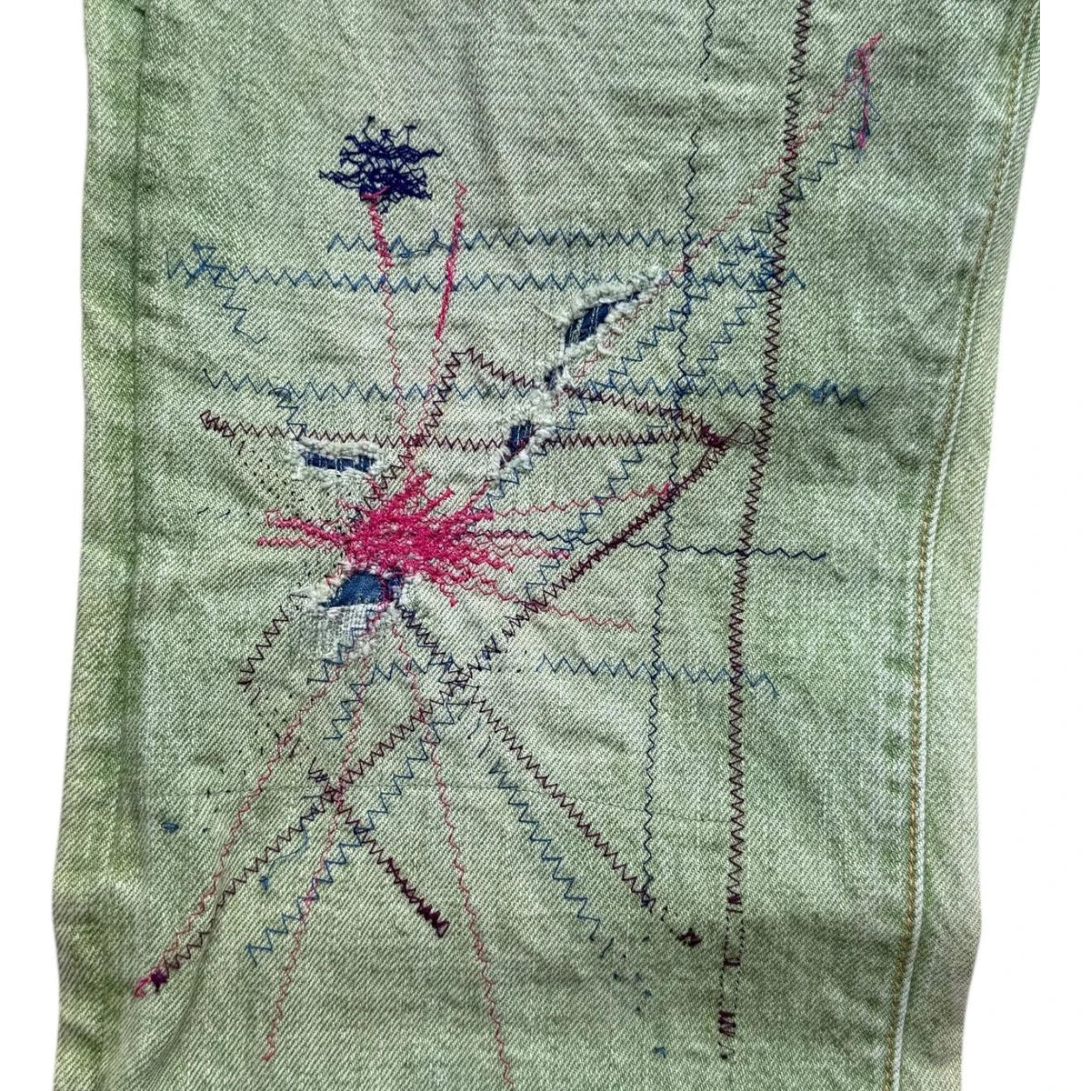 Kapital Washed Green Patchwork Denim