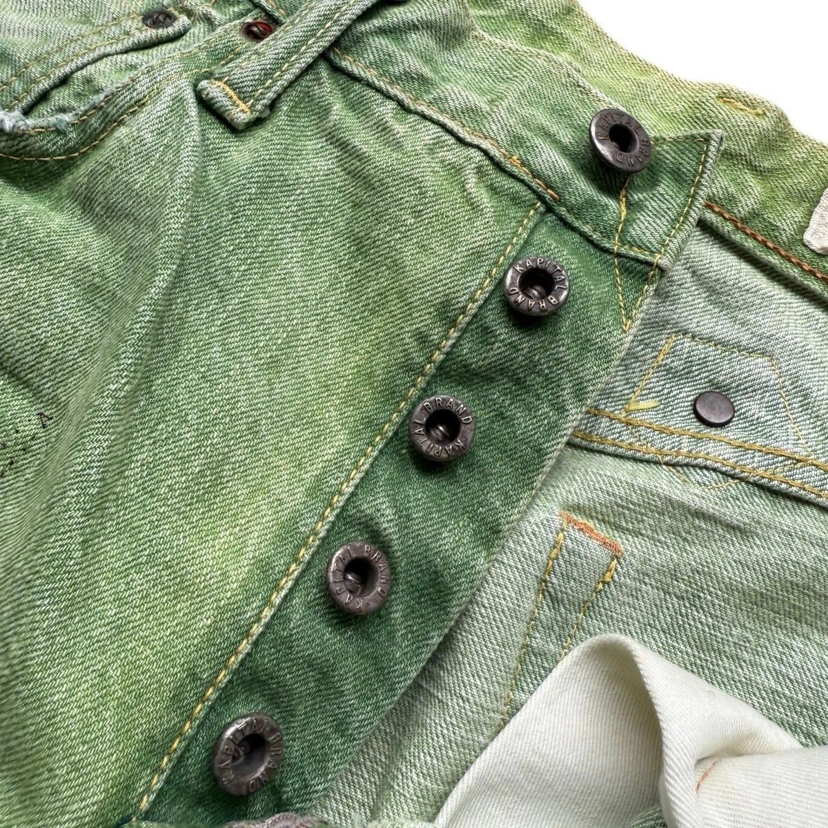 Kapital Washed Green Patchwork Denim