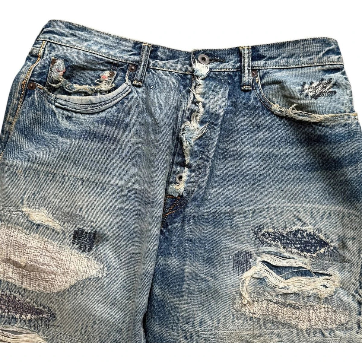 Kapital Washed IDG Super Distressed Selvedge Denim (Reconstructed)