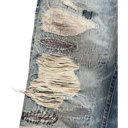 Kapital Washed IDG Super Distressed Selvedge Denim (Reconstructed)