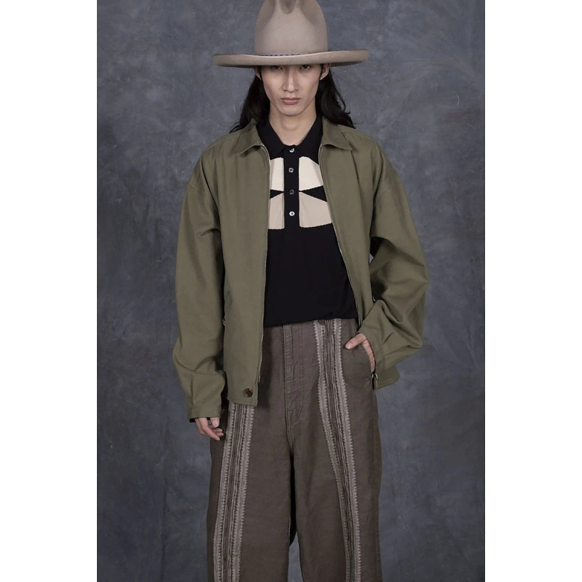 Kapital Water-Repellent Light Canvas Zip Up Kayak Paw-Paw Blouson