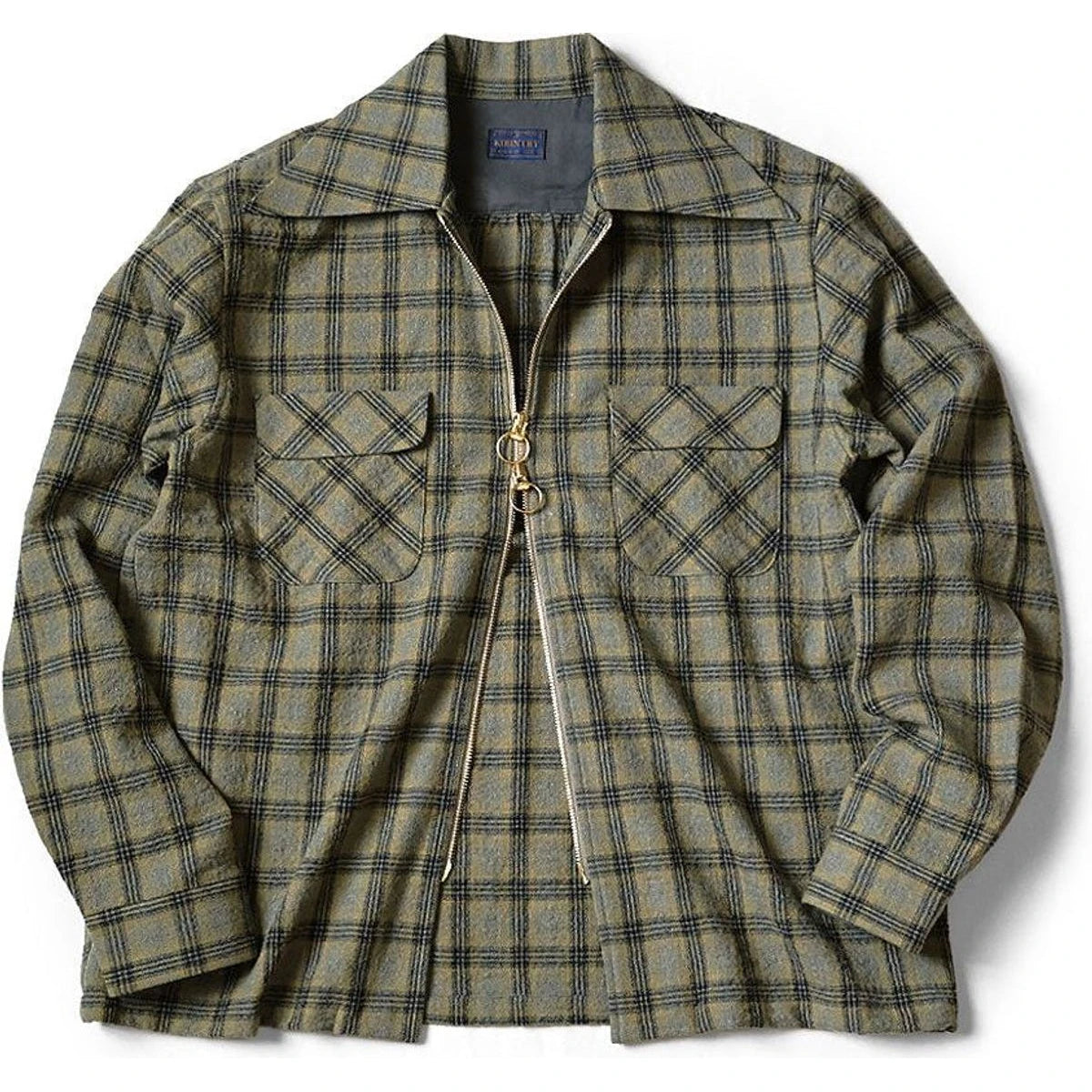 Kapital Wool Check Zip Up Friend Pocket Board Shirt