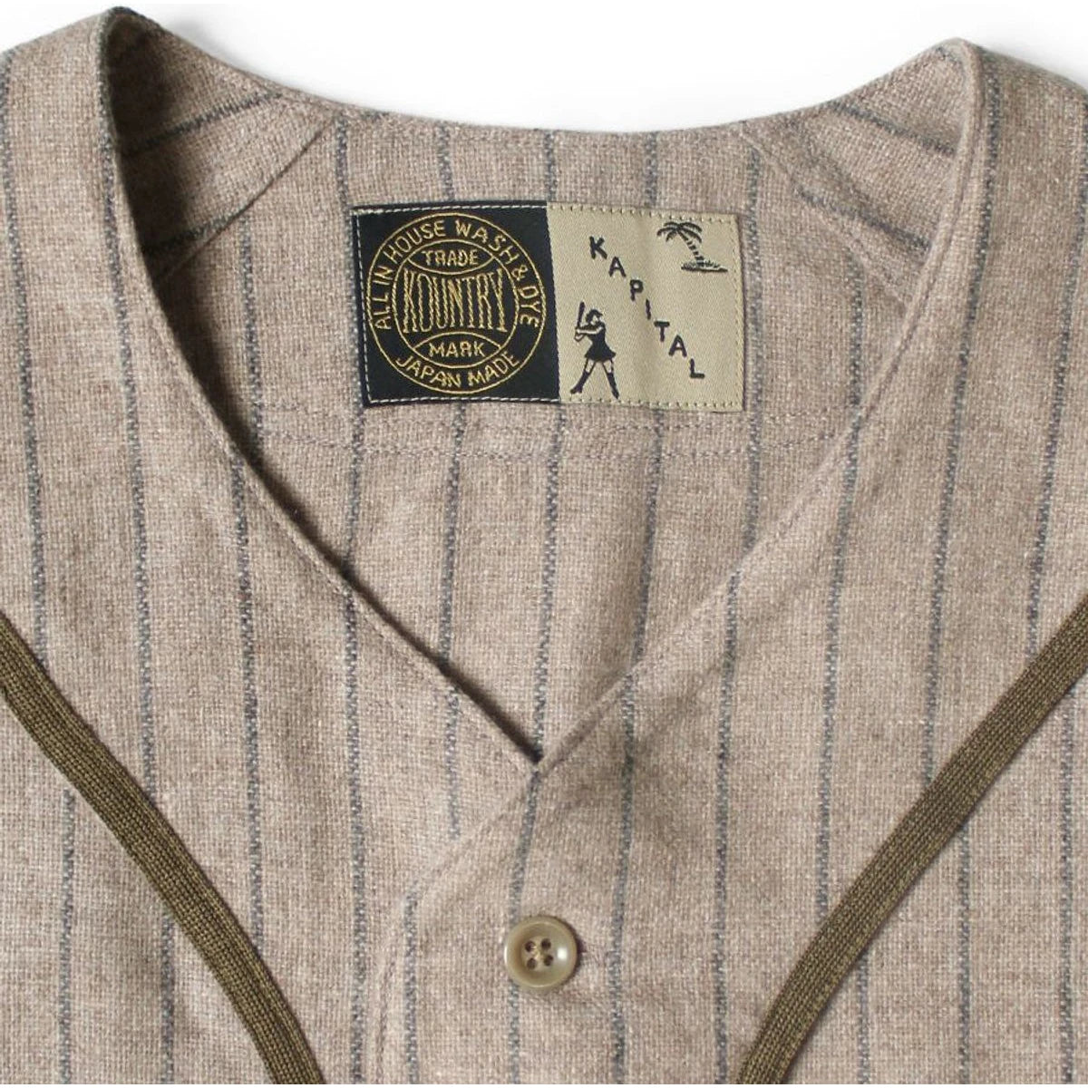 Kapital Wool Stripes (Thick) Great Women Baseball Long Sleeve Shirt