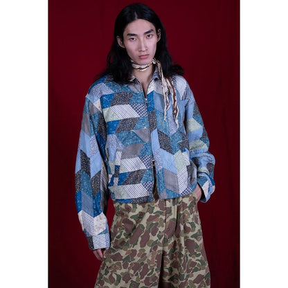 Kapital Yabane Cropped Quilted Patchwork Cotton and Linen-Blend Jacket