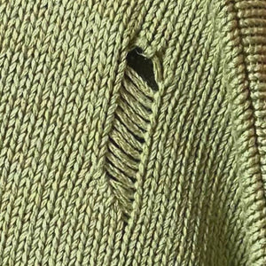 Kapital 5G Cotton Knit Smile Patch Crew Sweater - Khaki