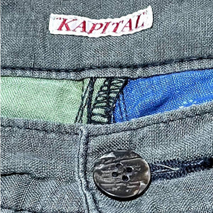 Kapital French Cross Linen Patchwork Shorts