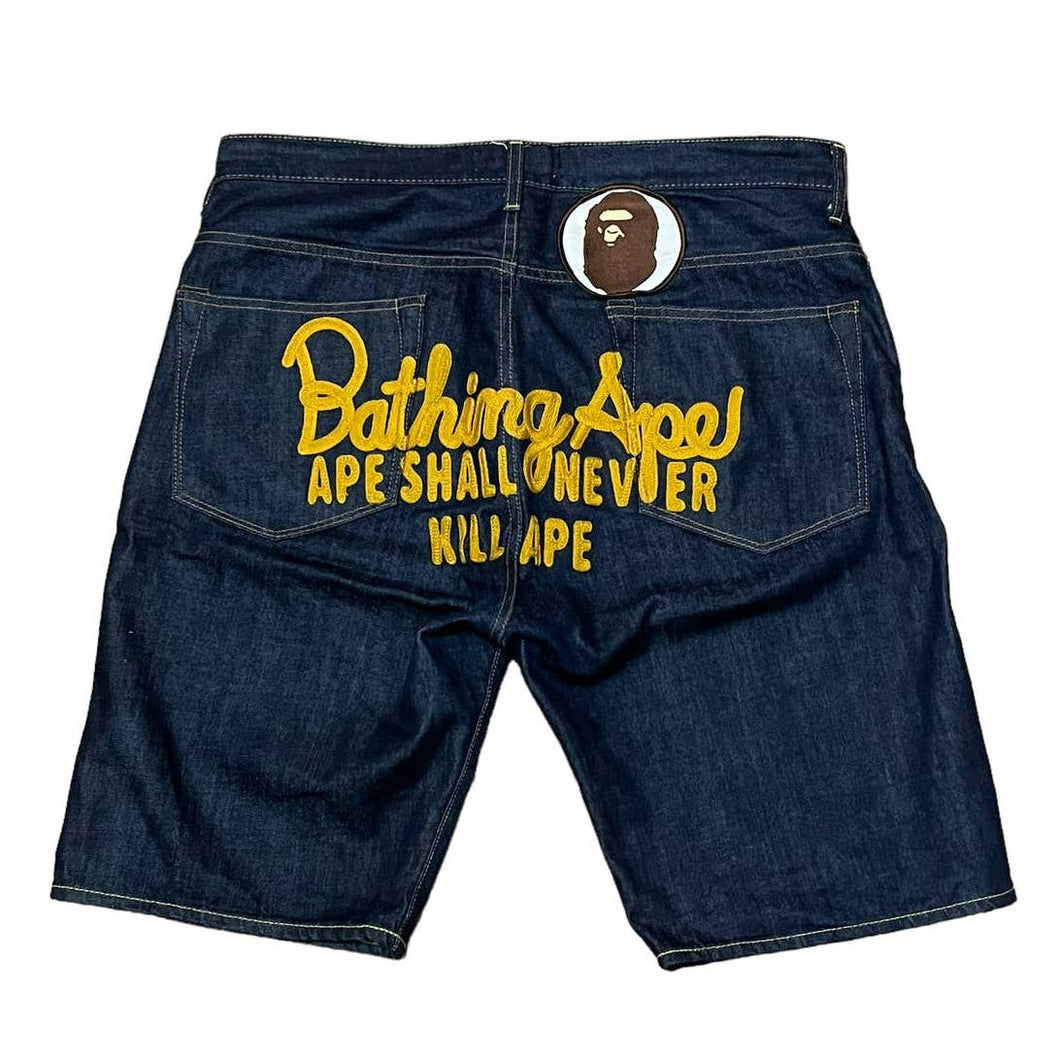 Bape Embroidered Denim Shorts