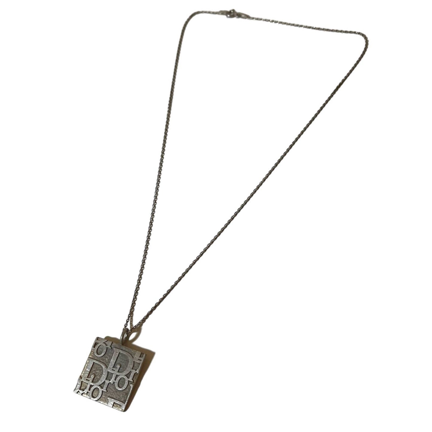 Vintage Christian Dior Silver Square Trotter Necklace