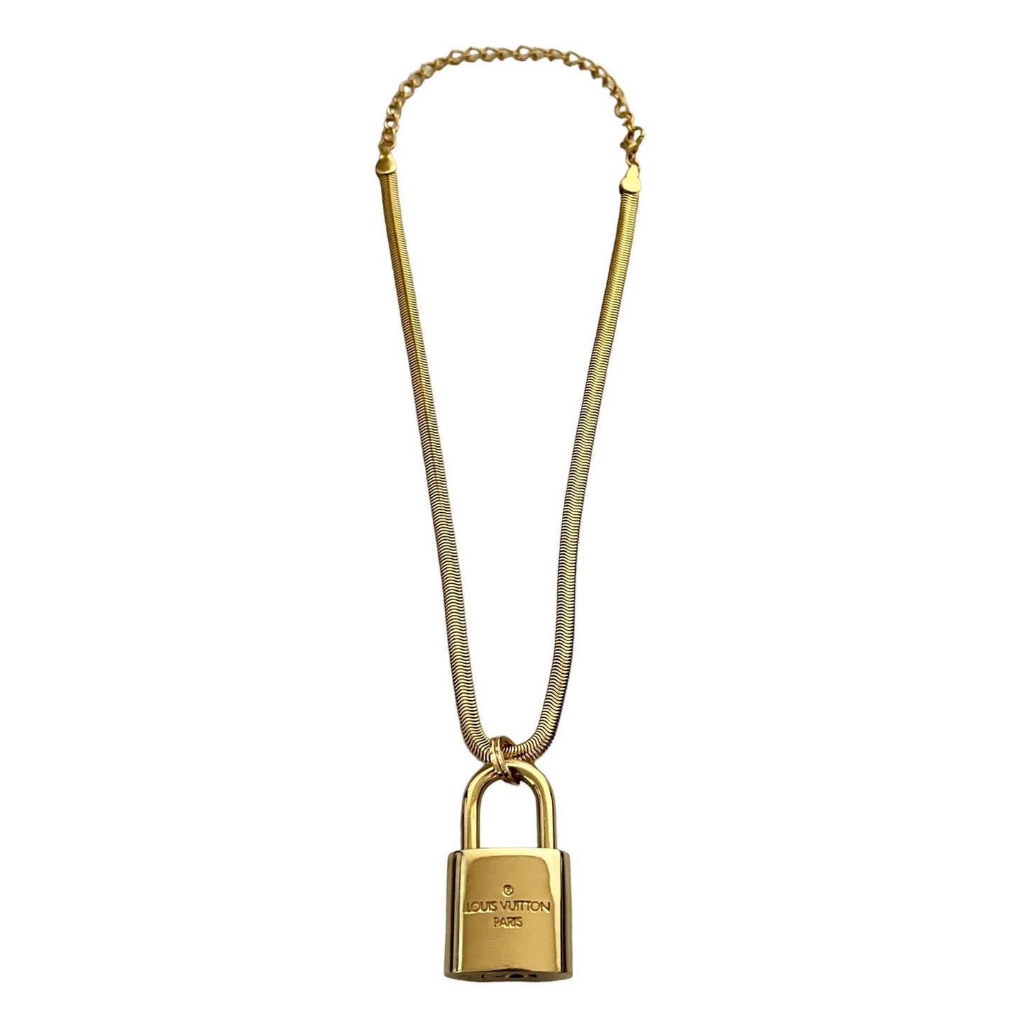 Louis Vuitton Gold Lock Necklace - Snake Chain