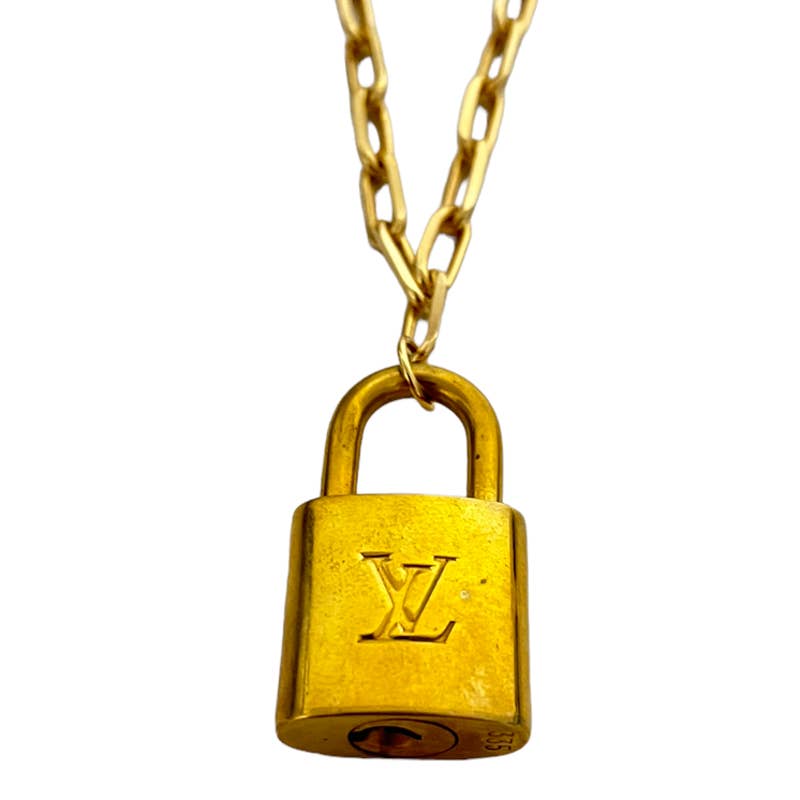 Louis Vuitton Gold Lock Necklace - Paperclip Chain