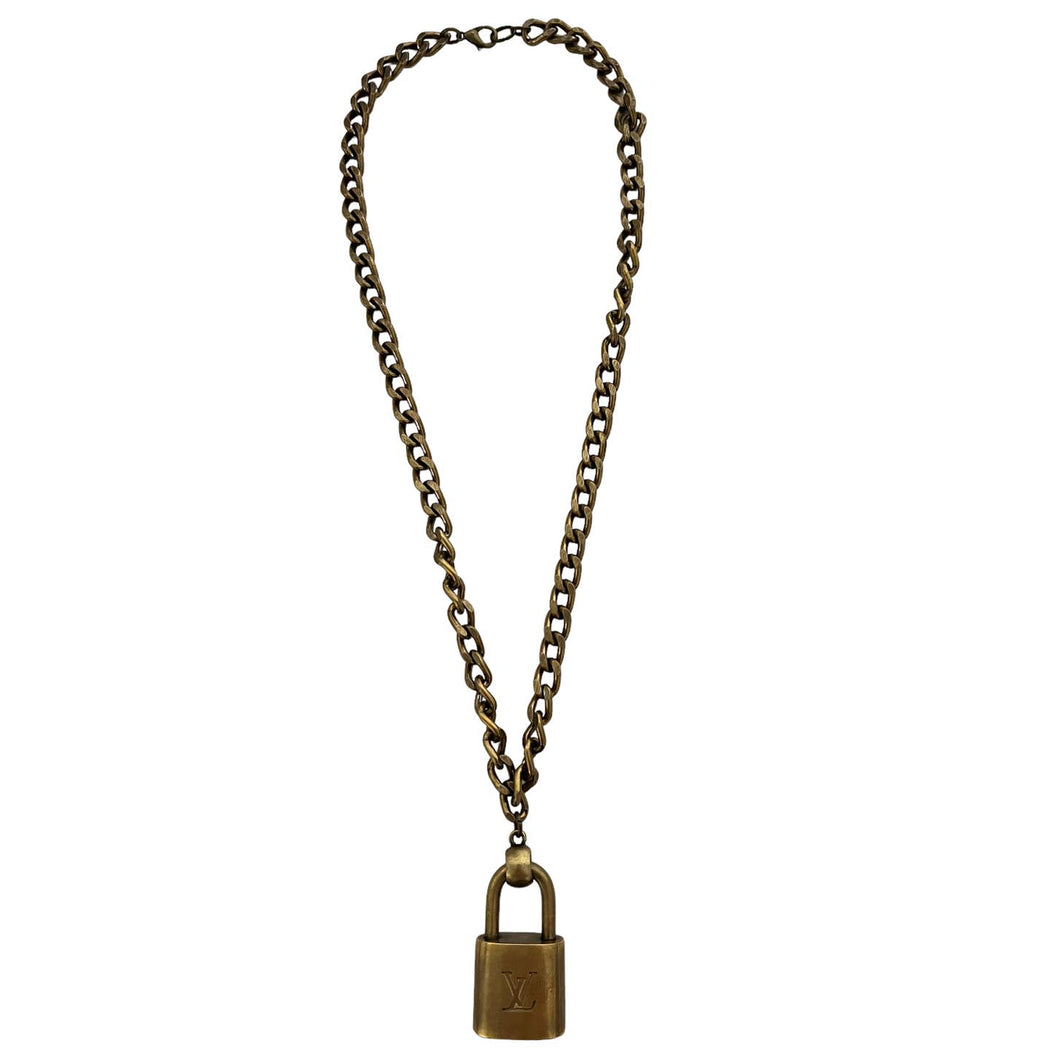 Louis Vuitton Aged Gold Lock Necklace