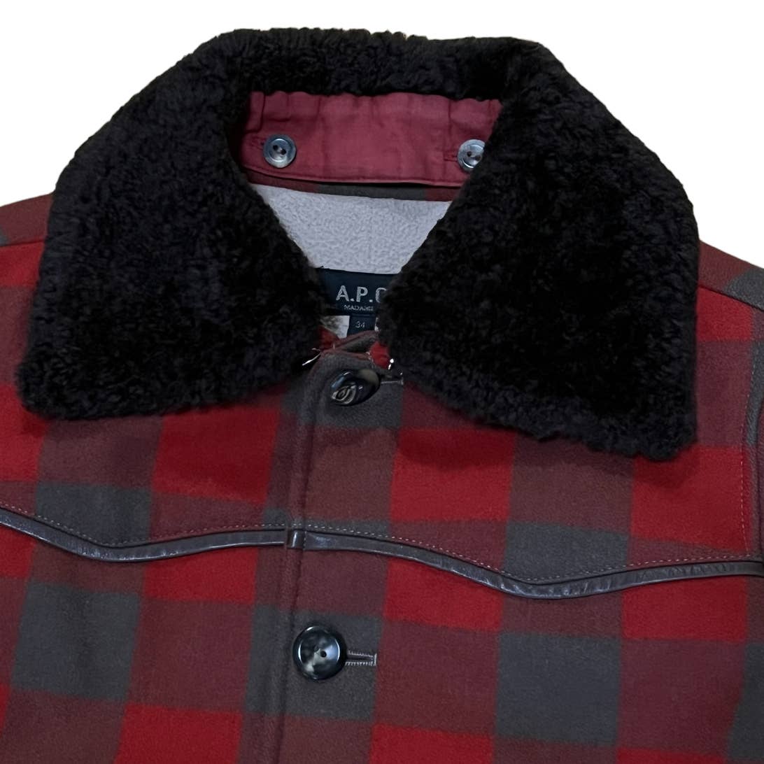 APC Wool Check Shearling Jacket