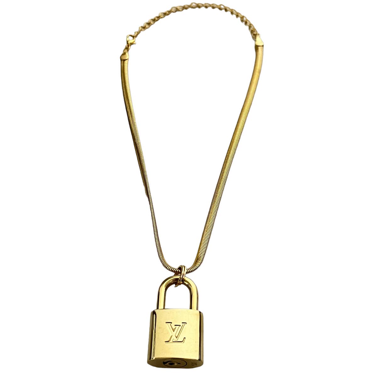 Louis Vuitton Gold Lock Necklace - Snake Chain